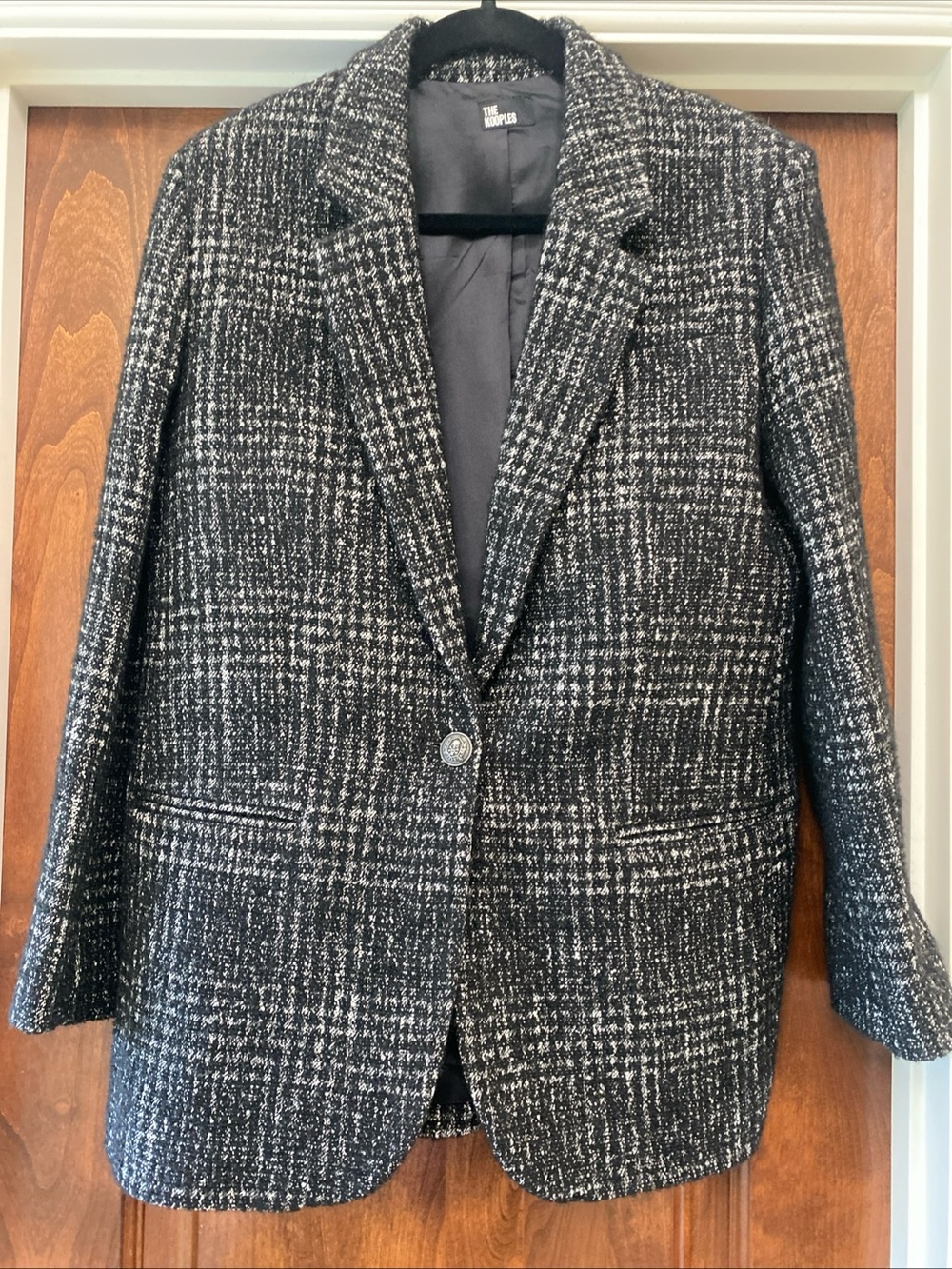 The Kooples Womens Glen Plaid Tweed Blazer In black Fr Sz 38 US 8 NWT MSRP $555